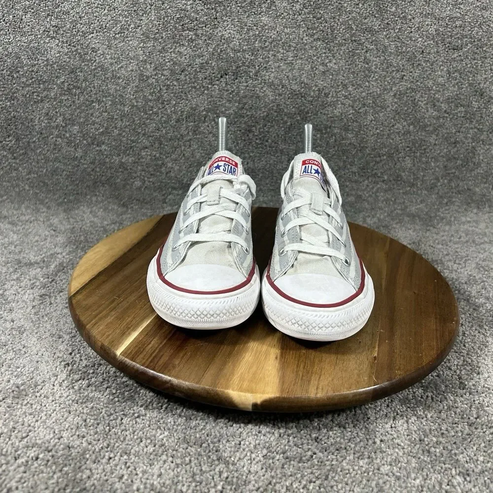 Converse Chuck Taylor All Star Kids Size 4 Gray White Stars Stripes Shoes Used